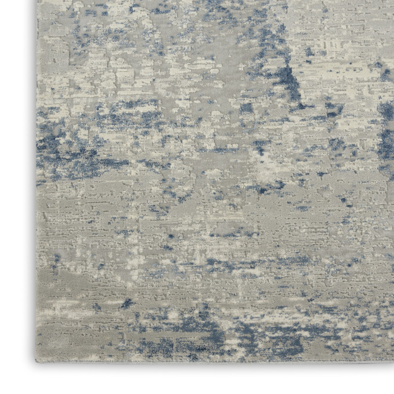 Rus10 Ivory Blue Nourison Rustic Textures Runner Area Rug 5