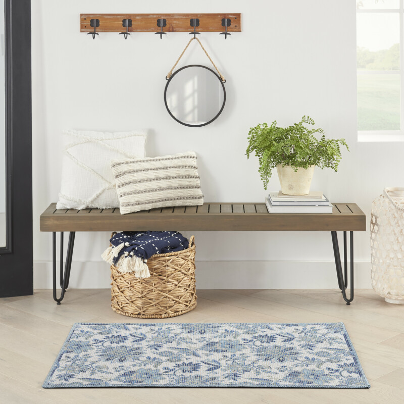Waw01 Ivory Blue Waverly Washable Collection Area Rug 2