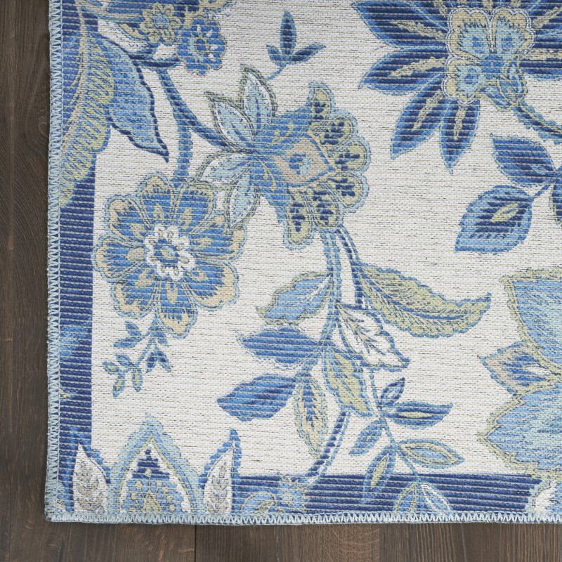 Waw01 Ivory Blue Waverly Washable Collection Area Rug 4