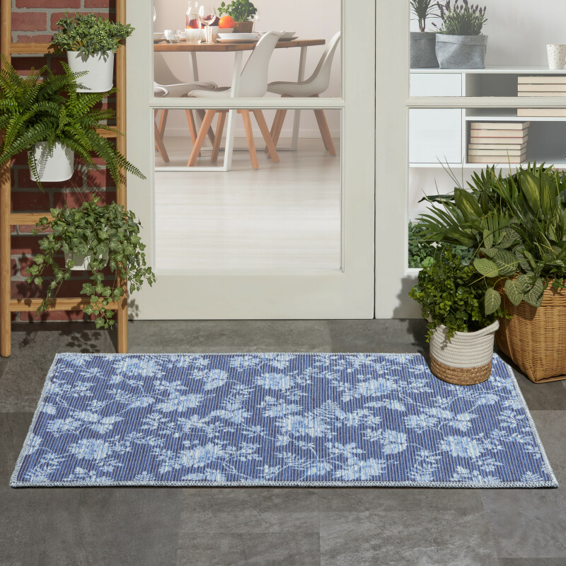Waw02 Blue Waverly Washable Collection Area Rug 10