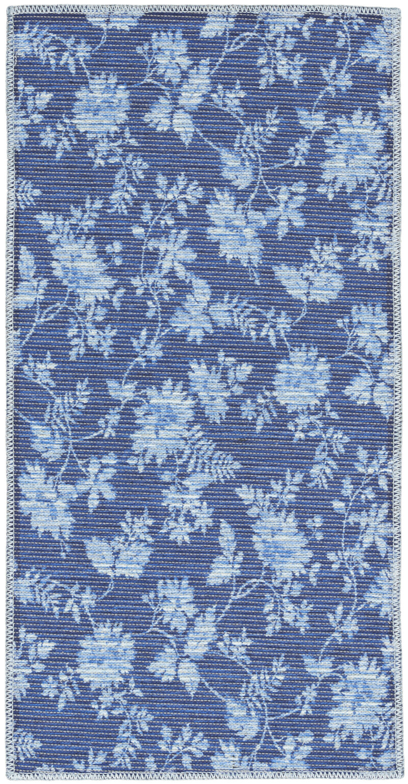 Waw02 Blue Waverly Washable Collection Area Rug