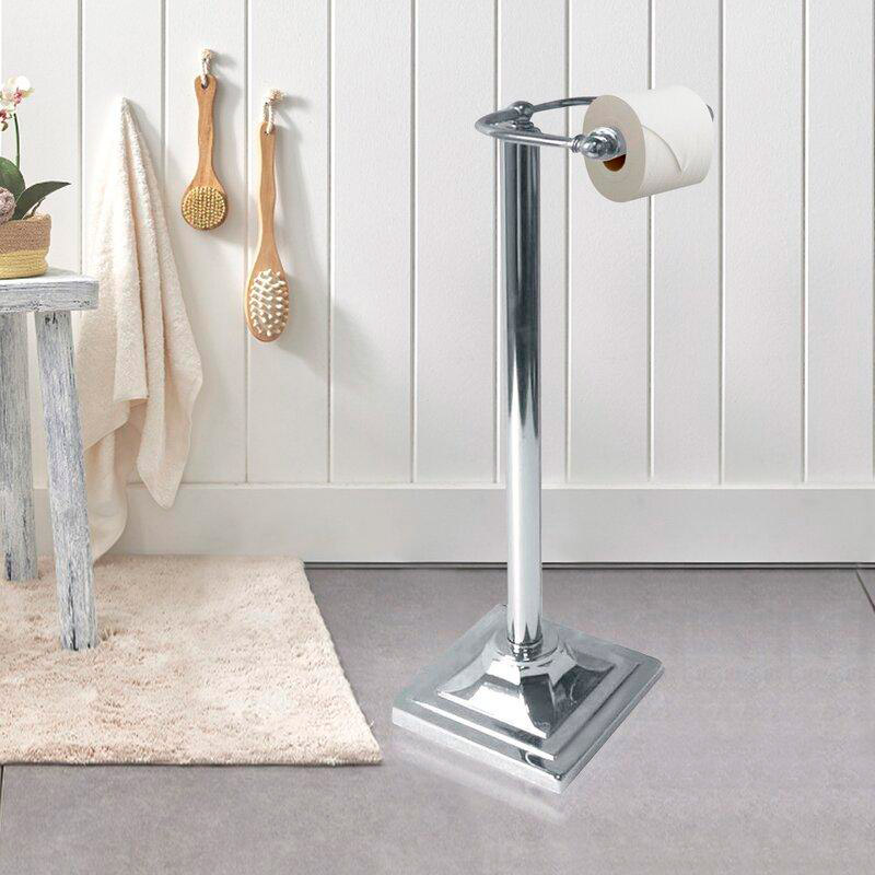 Free Standing Toilet Paper Stand in Shiny Nickel