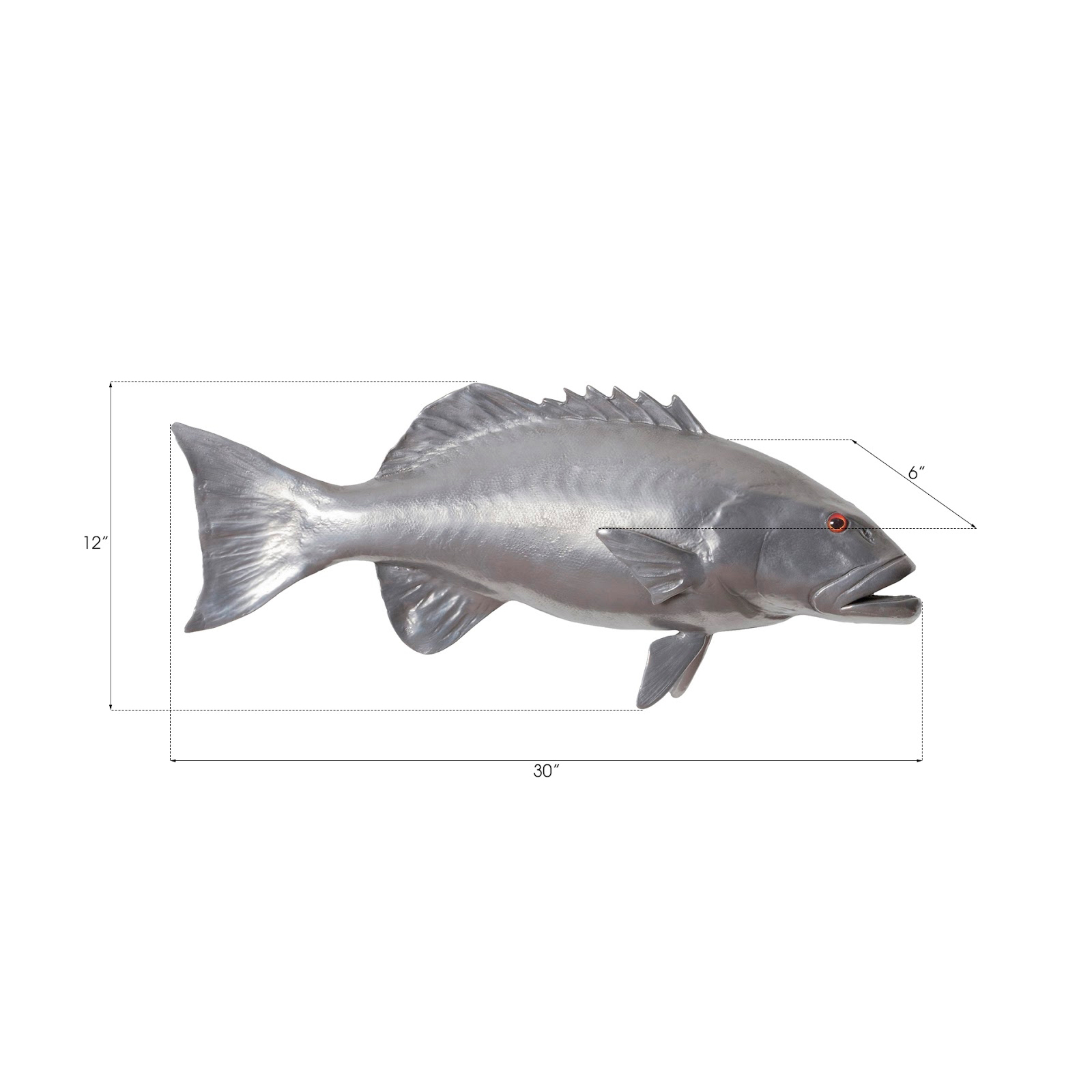 Coral Trout Fish Wall Sculpture, Resin, Polished Aluminum Finish in ...