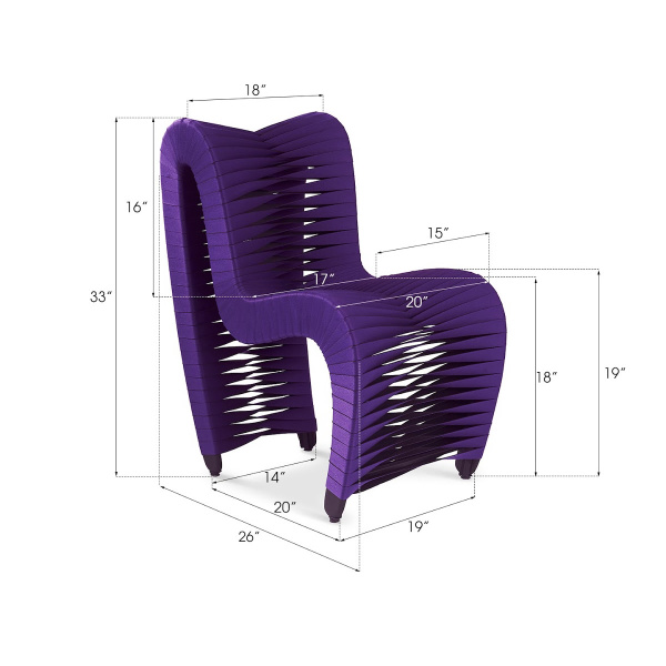 B2061pu Seat Belt Dining Chair Purple Dim