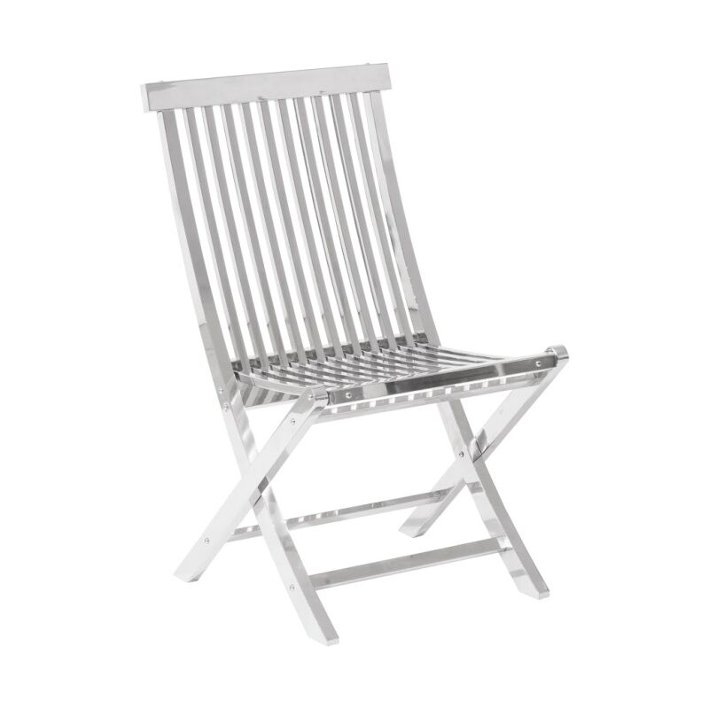 CH72555 Slatted Folding Chair, Stainless Steel