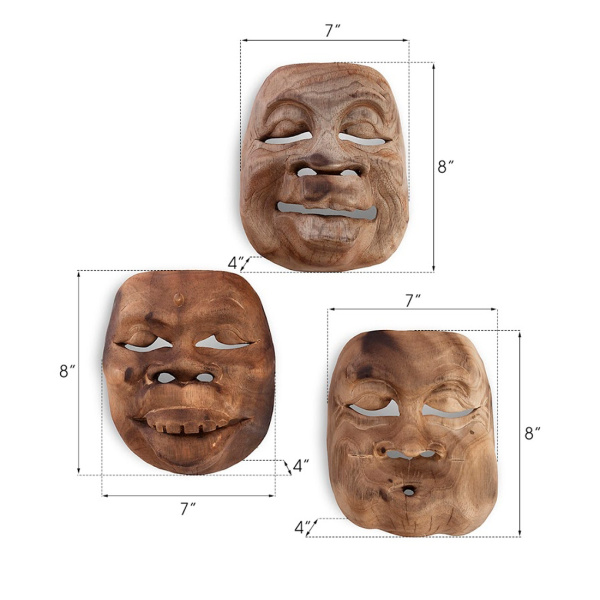Id72667 Indonesian Masks Teak Wood Assorted 4