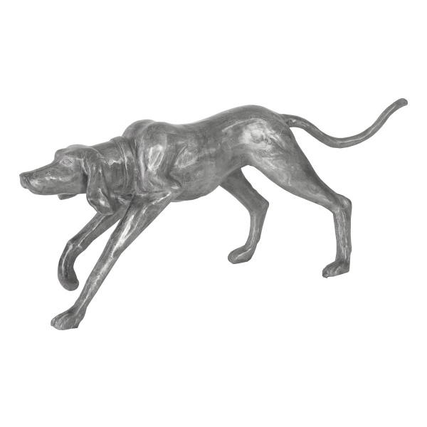ID96065 Walking Dog Sculpture, Black/Silver, Aluminum