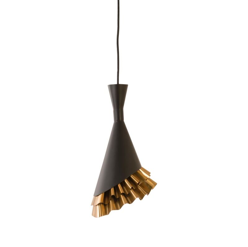IN97484 Ruffle Pendant Lamp, Black/Brass