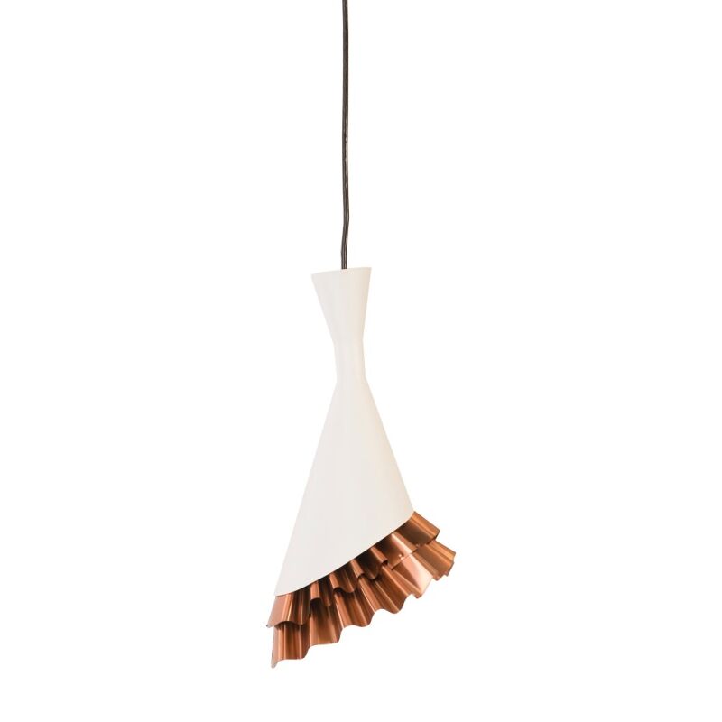 IN97485 Ruffle Pendant Lamp, White/Copper