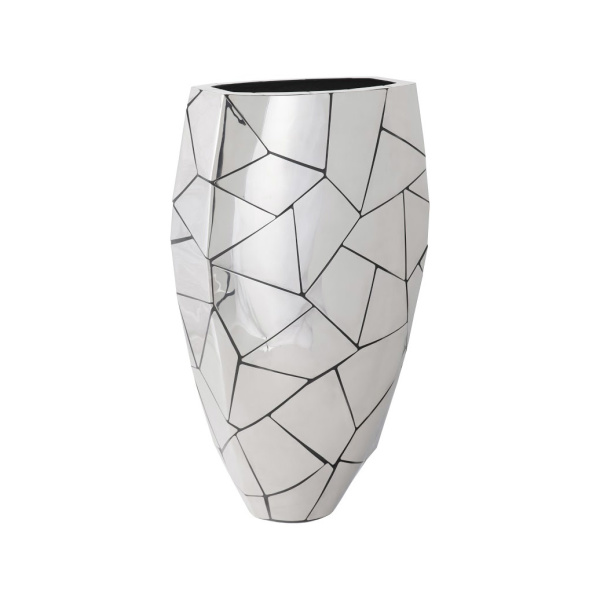 PH100871 Triangle Crazy Cut Planter, Large, Stainless Steel