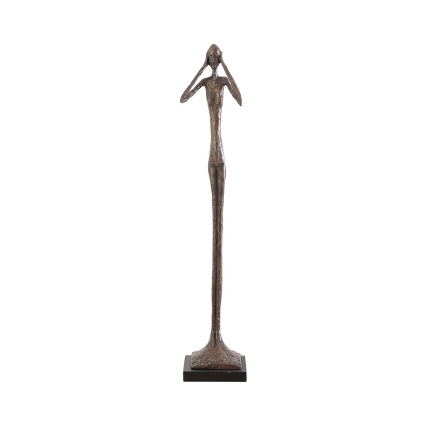 PH59234 Hear No Evil Slender Sculpture, Small, Resin, Bronze Finish