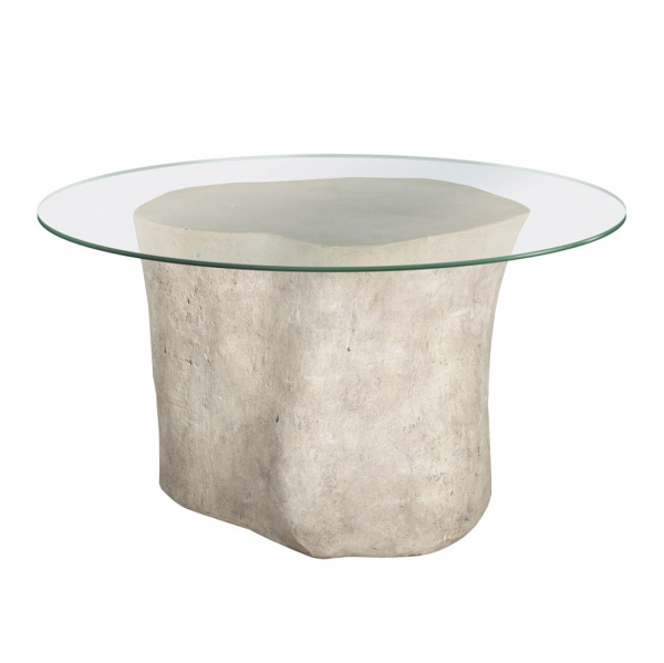 PH59415 Log Dining Table, 60" Glass Top, Roman Stone