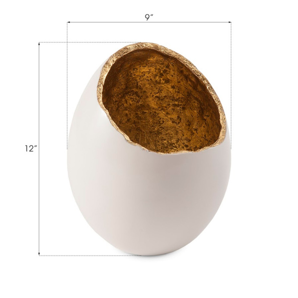 Ph67508 Broken Egg Vase White And Gold Leaf 2