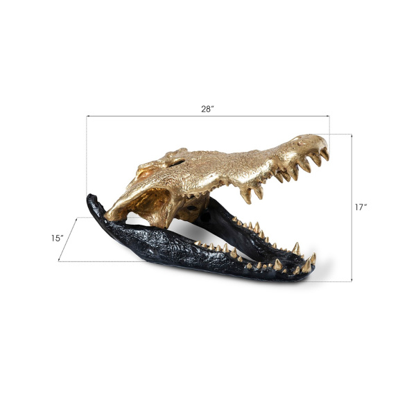 Ph67576 Crocodile Skull Black Gold Leaf 5