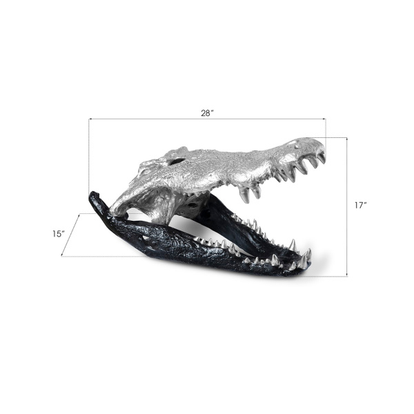 Ph67577 Crocodile Skull Black Silver Leaf 4