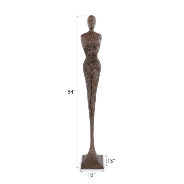 Ph67650 Tall Chiseled Female Sculpture Resin Bronze Finish 2
