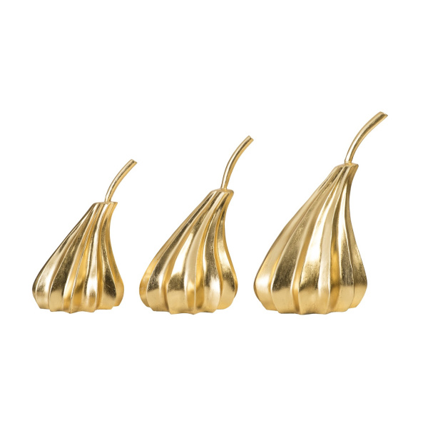 PH89118 Hand Dipped Pears Set of 3, Gold Leaf