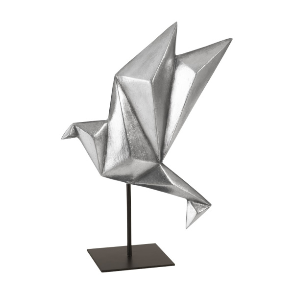PH94511 Origami Bird Table Top Sculpture, Silver Leaf