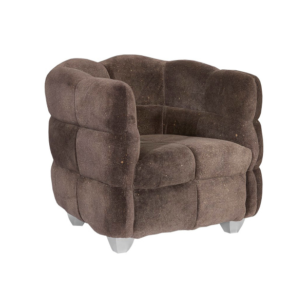 PH99966 Cloud Club Chair, Distressed Grey Fabric, Stainless Steel Legs