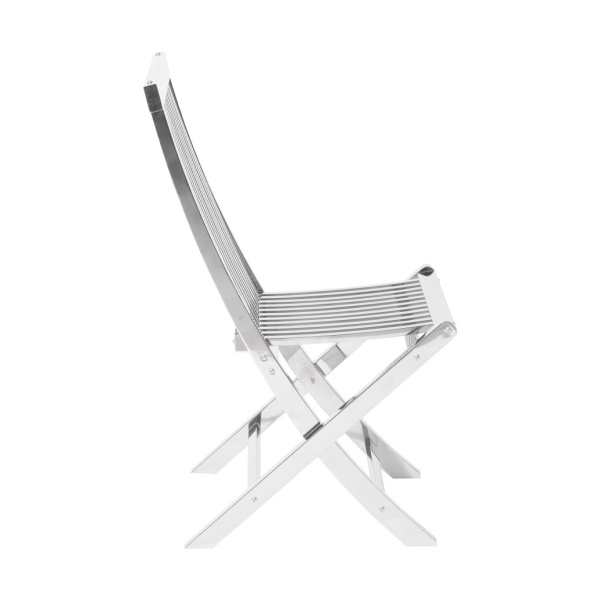 CH72555 Slatted Folding Chair, Stainless Steel