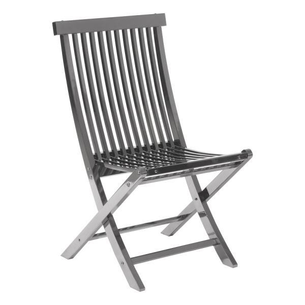 CH72557 Slatted Folding Chair, Plated Black Nickel