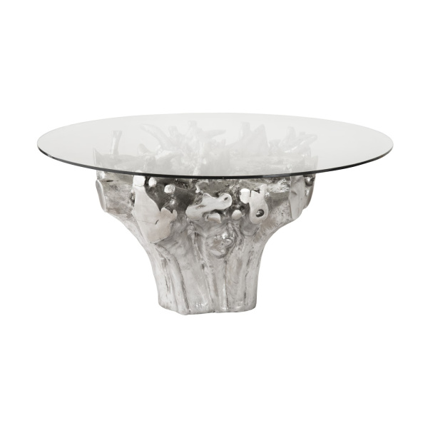 PH104330 Root Small Silver Dining Table Base, With Glass