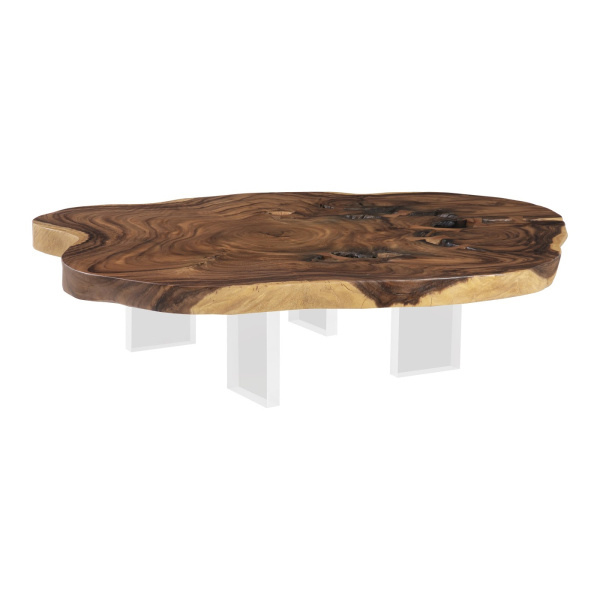 Floating Coffee Table with Acrylic Legs, Natural, Assorted