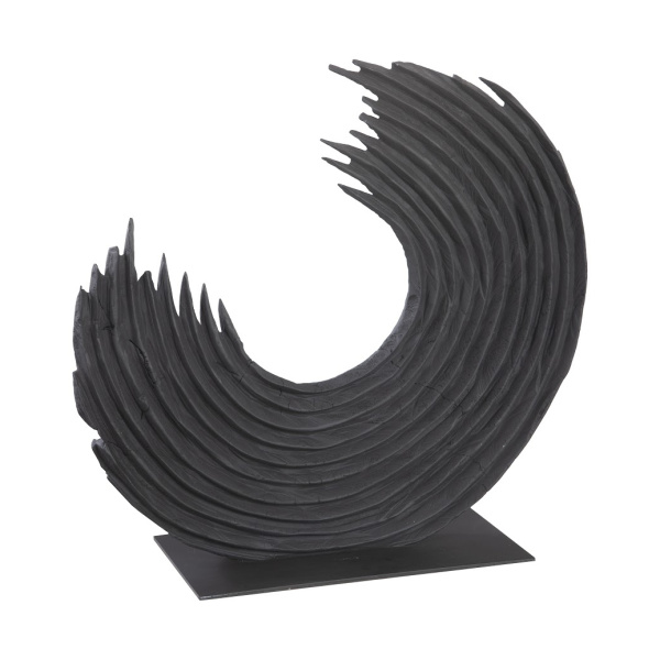 TH103477 Swoop Tabletop Sculpture, Black Wood, Small