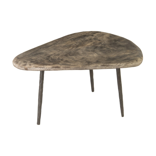 TH82497 Skipping Stone Coffee Table, Gray Stone, Forged Legs