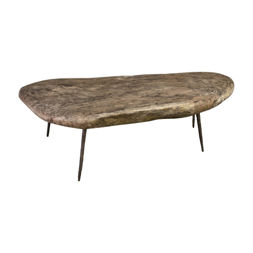TH82500 Skipping Stone Coffee Table, Gray Stone, Forged Legs