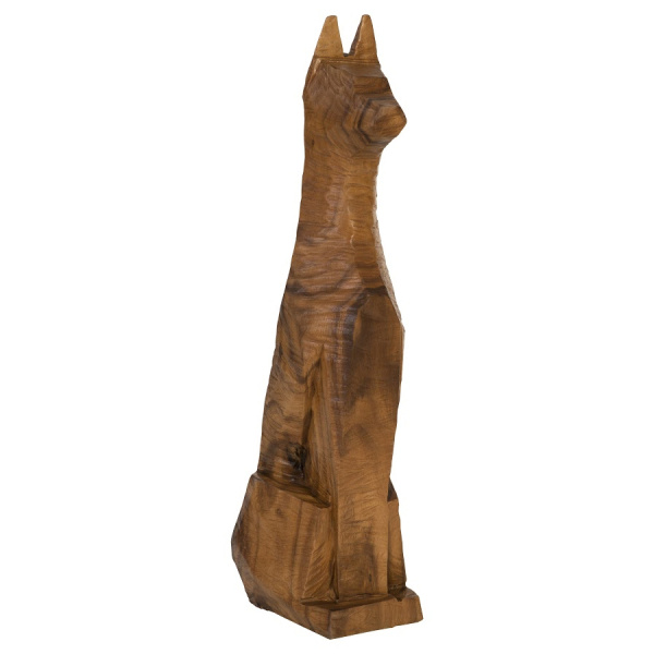 TH92151 Seated Dog Sculpture, Chamcha Wood, Natural