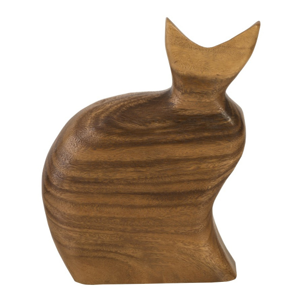 TH95612 Sitting Cat Sculpture, Chamcha Wood, Natural