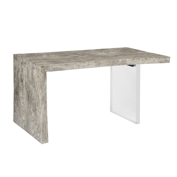 TH105206 Austin Desk in Gray Stone with Acrylic Leg