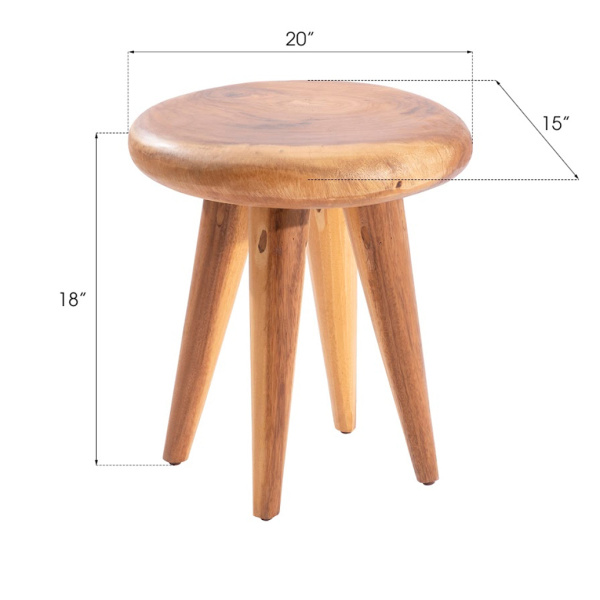 Th76551 Smoothed Stool On Wooden Legs Chamcha Wood Natural 3