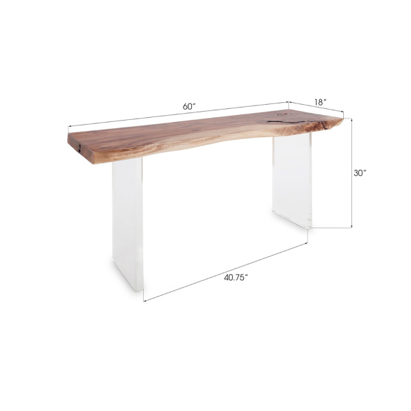 Th77243 Floating Chamcha Wood Console Table Acrylic Legs 4