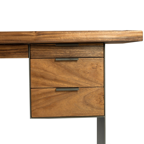 Th82453 Iron Frame Standing Desk With Drawers Chamcha Wood Natural Bar Height 4