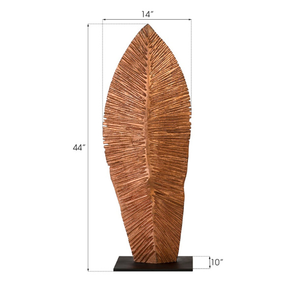 Th89170 Carved Leaf On Stand Copper Leaf Sm 4