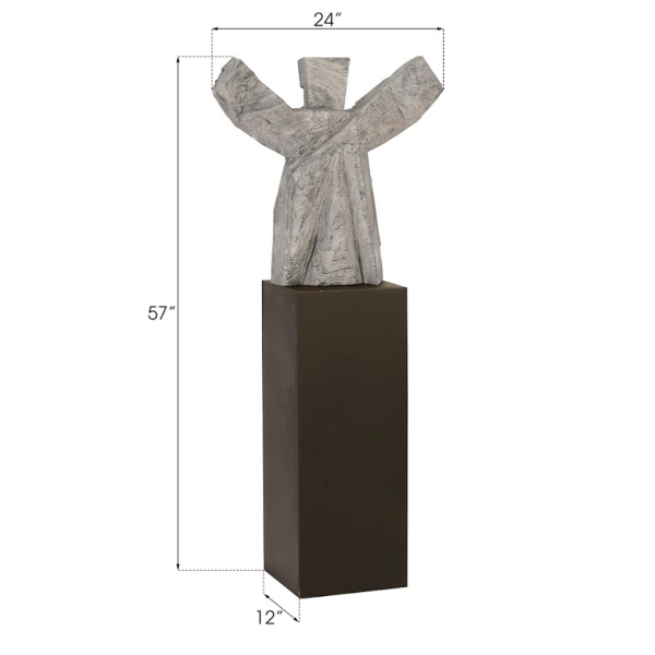 Th94535 Tai Chi Winner Sculpture On Pedestal Grey Stone Black 4