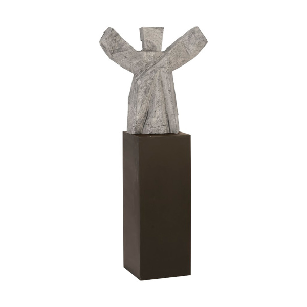 TH94535 Tai Chi Winner Sculpture on Pedestal, Grey Stone/Black