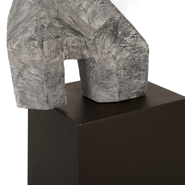 Th94536 Tai Chi Arm Up Sculpture On Pedestal Grey Stone Finish Black 2