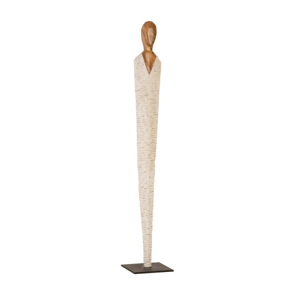 TH95609 Vested Female Sculpture, Large, Chamcha, Natural, White, Gold