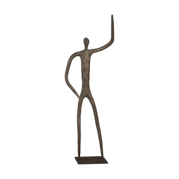 TH96035 Abstract Figure on Metal Base, Bronze Finish, Arm Up