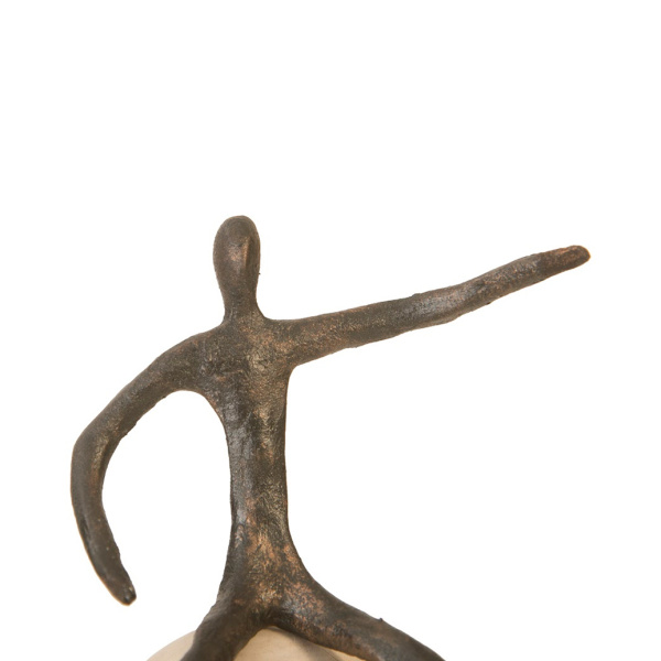 Th96037 Abstract Figure On Bleached Wood Base Bronze Finish Extended Straight Arm2