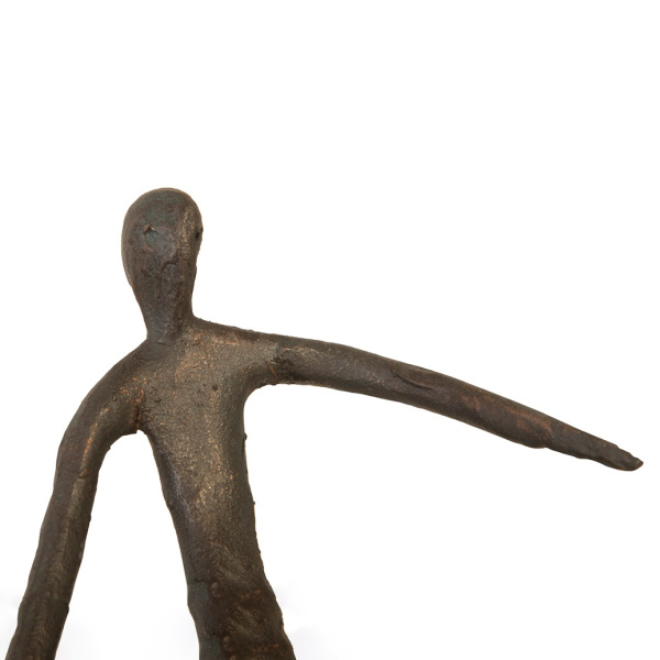 Th96038 Abstract Figure On Bleached Wood Base Bronze Finish Left Arm Down4