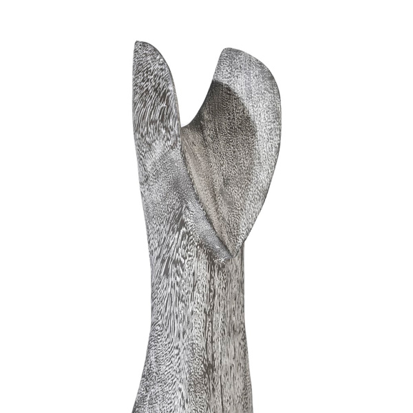 Th97539 Cat Sculpture Small Chamcha Wood Grey Stone Finish 