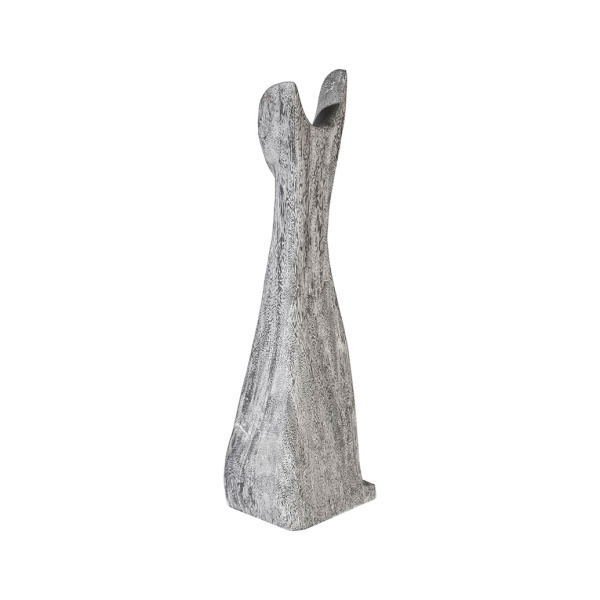 Th97539 Cat Sculpture Small Chamcha Wood Grey Stone Finish 2