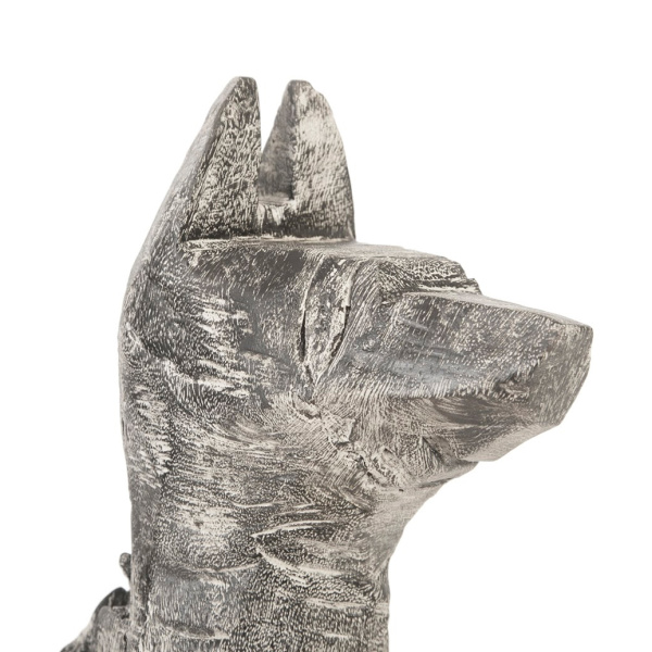 Th97639 Seated Dog Sculpture Chamcha Wood Grey Stone Finish 2