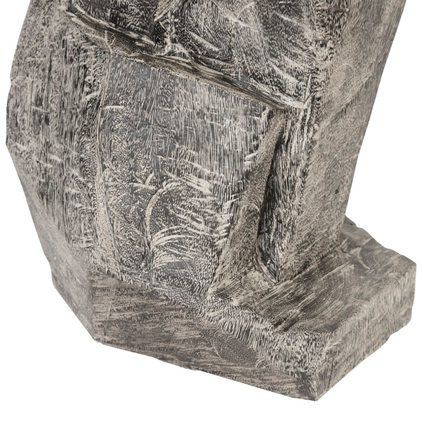 Th97639 Seated Dog Sculpture Chamcha Wood Grey Stone Finish 4