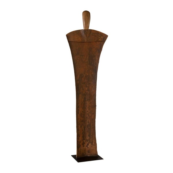 Th99491 Standing Person On Base, Small, Chamcha Wood, Iron 3