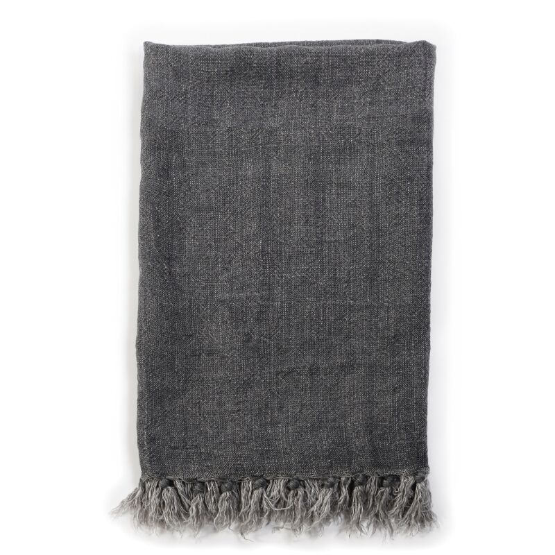 Montauk Charcoal 50x70 Linen Throw Blanket